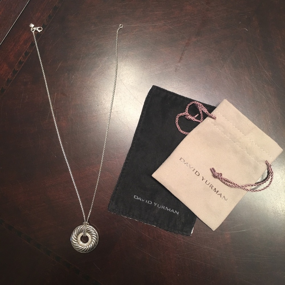David Yurman Disc Necklace w/ Pave Diamonds